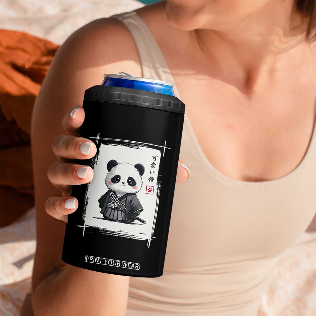 Kawaii Anime Samurai Panda 4 in 1 Can Cooler Tumbler Vintage Sumi-e Japanese Art Funny Panda Lovers TS10 Print Your Wear