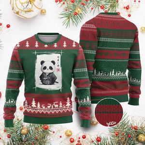 Kawaii Anime Samurai Panda Ugly Christmas Sweater Vintage Sumi-e Japanese Art Funny Panda Lovers TS10 Red Green Print Your Wear