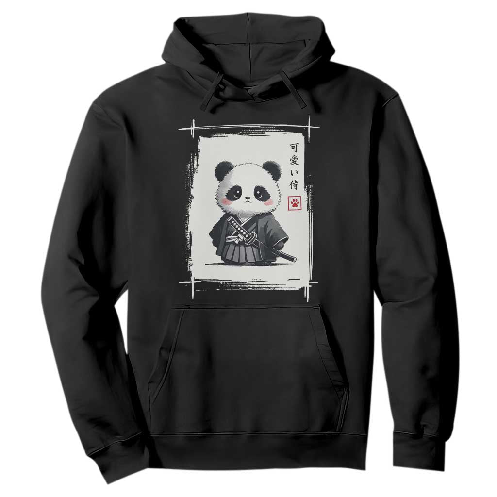 Kawaii Anime Samurai Panda Hoodie Vintage Sumi-e Japanese Art Funny Panda Lovers TS10 Black Print Your Wear
