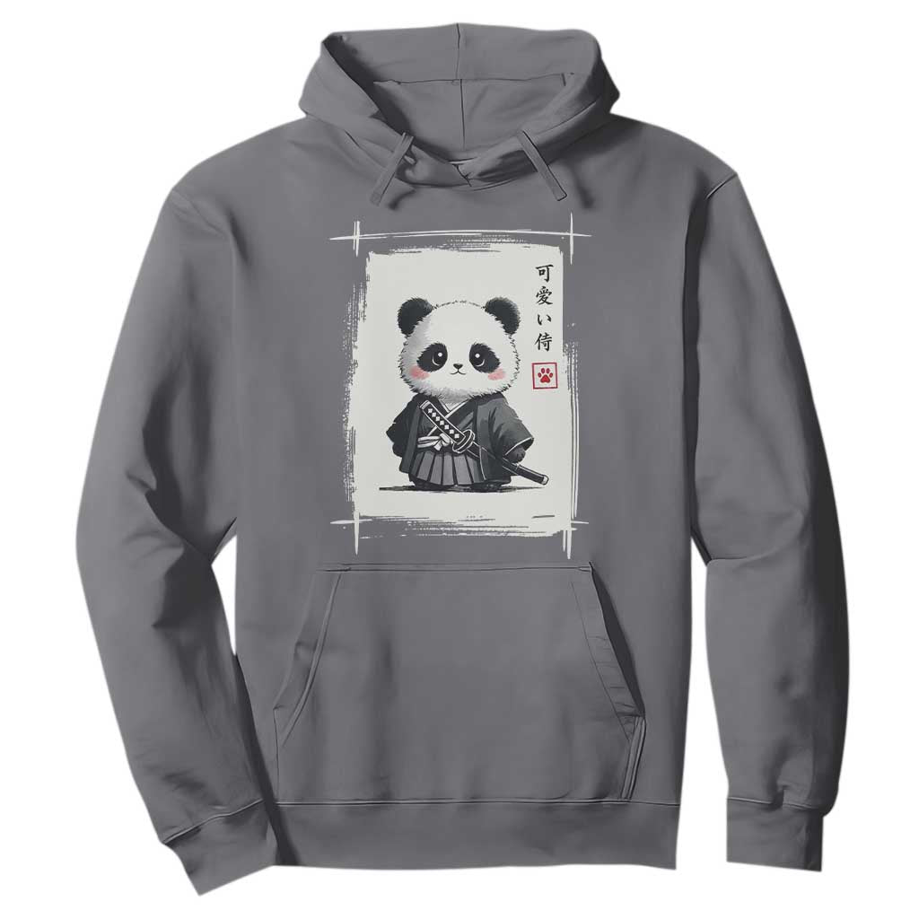 Kawaii Anime Samurai Panda Hoodie Vintage Sumi-e Japanese Art Funny Panda Lovers TS10 Charcoal Print Your Wear