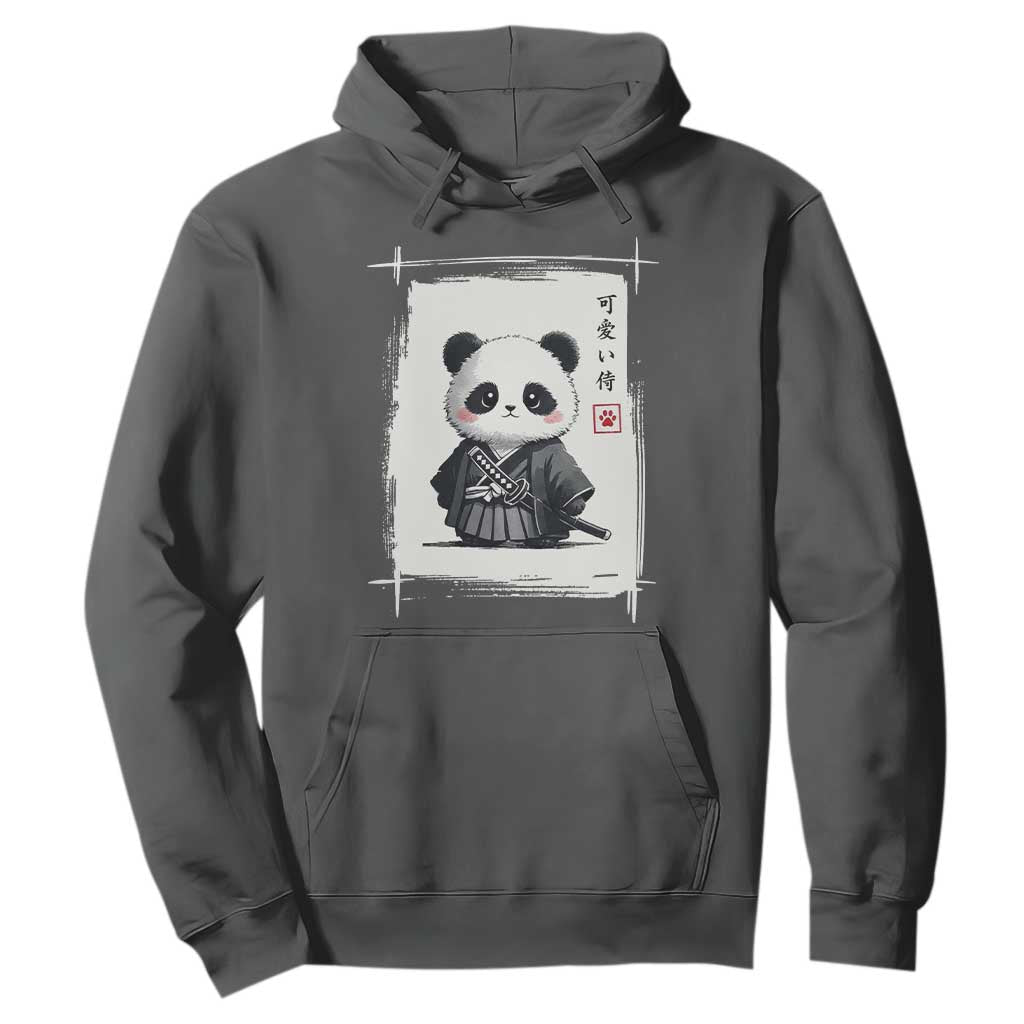 Kawaii Anime Samurai Panda Hoodie Vintage Sumi-e Japanese Art Funny Panda Lovers TS10 Dark Heather Print Your Wear