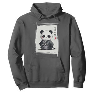 Kawaii Anime Samurai Panda Hoodie Vintage Sumi-e Japanese Art Funny Panda Lovers TS10 Dark Heather Print Your Wear