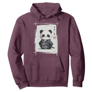 Kawaii Anime Samurai Panda Hoodie Vintage Sumi-e Japanese Art Funny Panda Lovers TS10 Maroon Print Your Wear