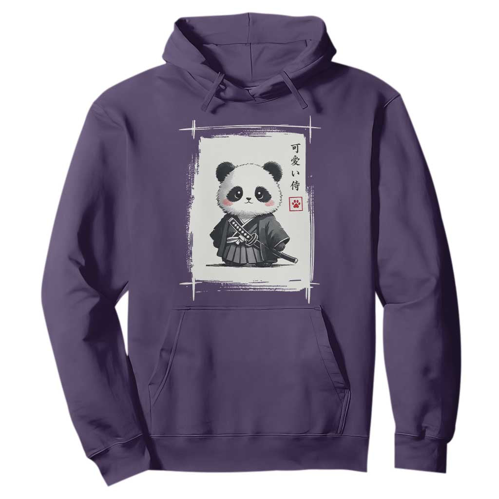 Kawaii Anime Samurai Panda Hoodie Vintage Sumi-e Japanese Art Funny Panda Lovers TS10 Purple Print Your Wear