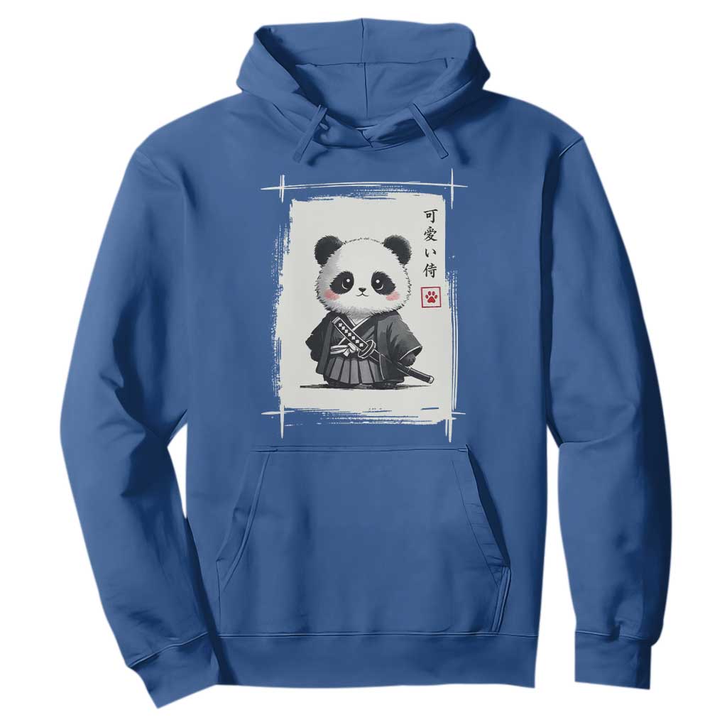 Kawaii Anime Samurai Panda Hoodie Vintage Sumi-e Japanese Art Funny Panda Lovers TS10 Royal Blue Print Your Wear
