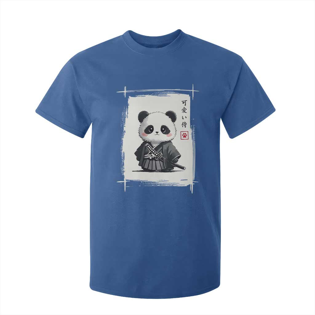 Kawaii Anime Samurai Panda T Shirt For Kid Vintage Sumi-e Japanese Art Funny Panda Lovers TS10 Royal Blue Print Your Wear