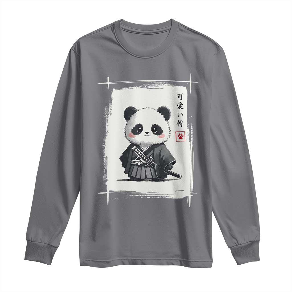 Kawaii Anime Samurai Panda Long Sleeve Shirt Vintage Sumi-e Japanese Art Funny Panda Lovers TS10 Charcoal Print Your Wear