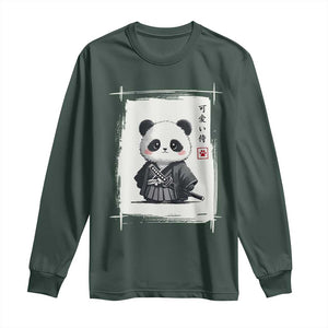 Kawaii Anime Samurai Panda Long Sleeve Shirt Vintage Sumi-e Japanese Art Funny Panda Lovers TS10 Dark Forest Green Print Your Wear