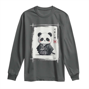 Kawaii Anime Samurai Panda Long Sleeve Shirt Vintage Sumi-e Japanese Art Funny Panda Lovers TS10 Dark Heather Print Your Wear