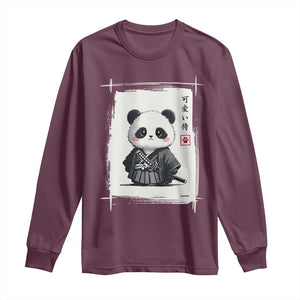 Kawaii Anime Samurai Panda Long Sleeve Shirt Vintage Sumi-e Japanese Art Funny Panda Lovers TS10 Maroon Print Your Wear