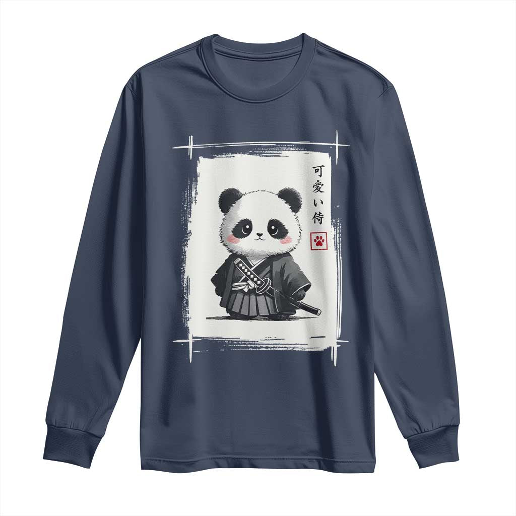 Kawaii Anime Samurai Panda Long Sleeve Shirt Vintage Sumi-e Japanese Art Funny Panda Lovers TS10 Navy Print Your Wear