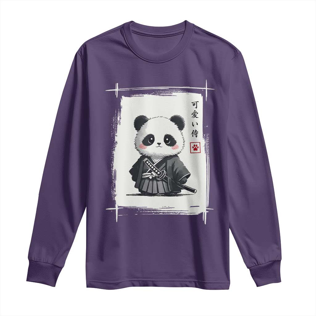 Kawaii Anime Samurai Panda Long Sleeve Shirt Vintage Sumi-e Japanese Art Funny Panda Lovers TS10 Purple Print Your Wear