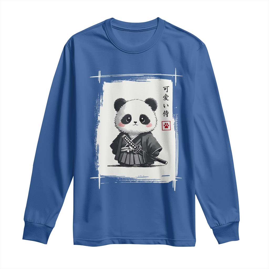 Kawaii Anime Samurai Panda Long Sleeve Shirt Vintage Sumi-e Japanese Art Funny Panda Lovers TS10 Royal Blue Print Your Wear