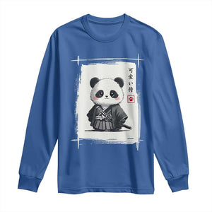 Kawaii Anime Samurai Panda Long Sleeve Shirt Vintage Sumi-e Japanese Art Funny Panda Lovers TS10 Royal Blue Print Your Wear