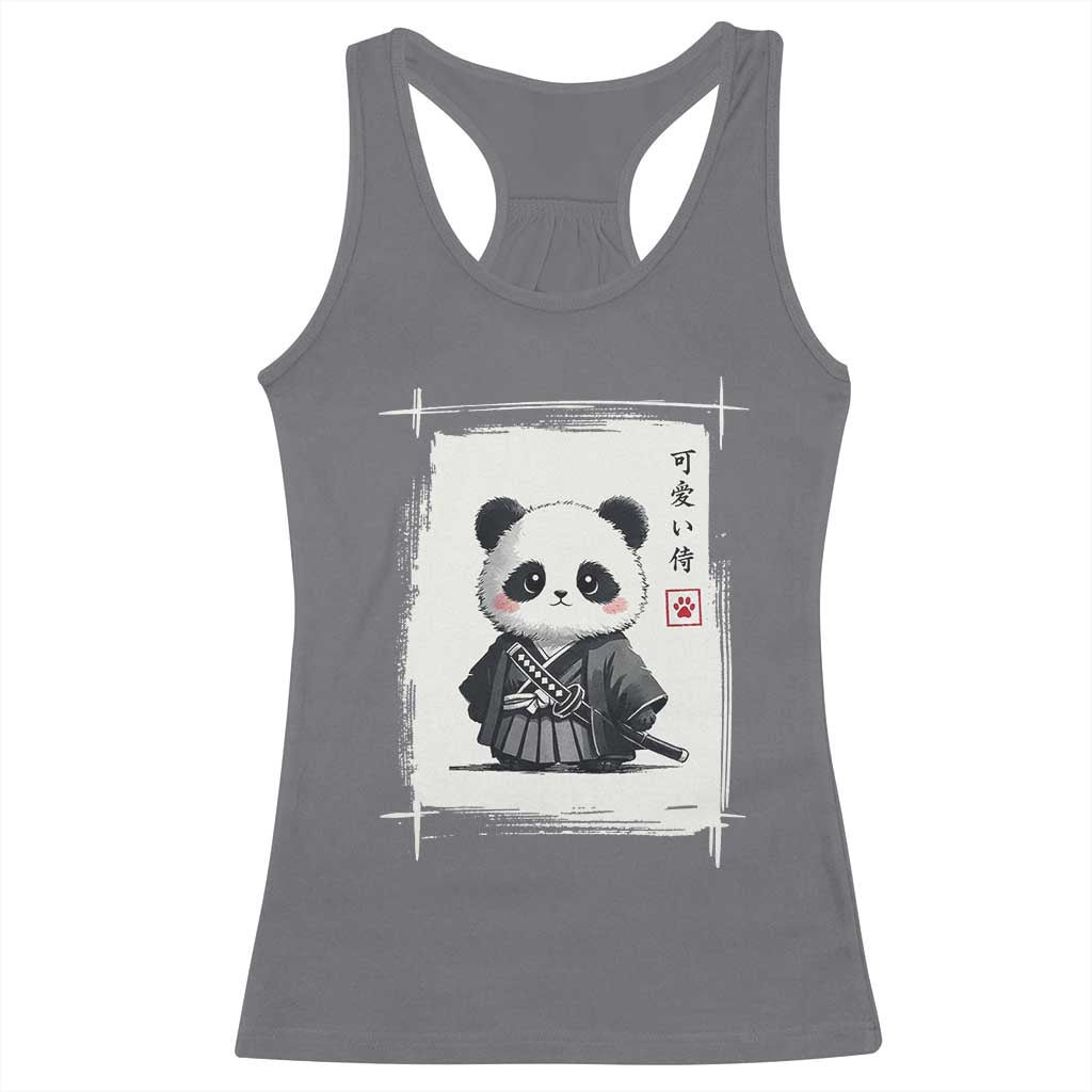 Kawaii Anime Samurai Panda Racerback Tank Top Vintage Sumi-e Japanese Art Funny Panda Lovers TS10 Charcoal Print Your Wear