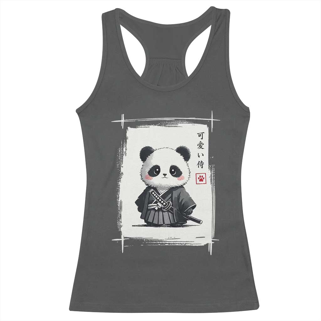 Kawaii Anime Samurai Panda Racerback Tank Top Vintage Sumi-e Japanese Art Funny Panda Lovers TS10 Dark Heather Print Your Wear
