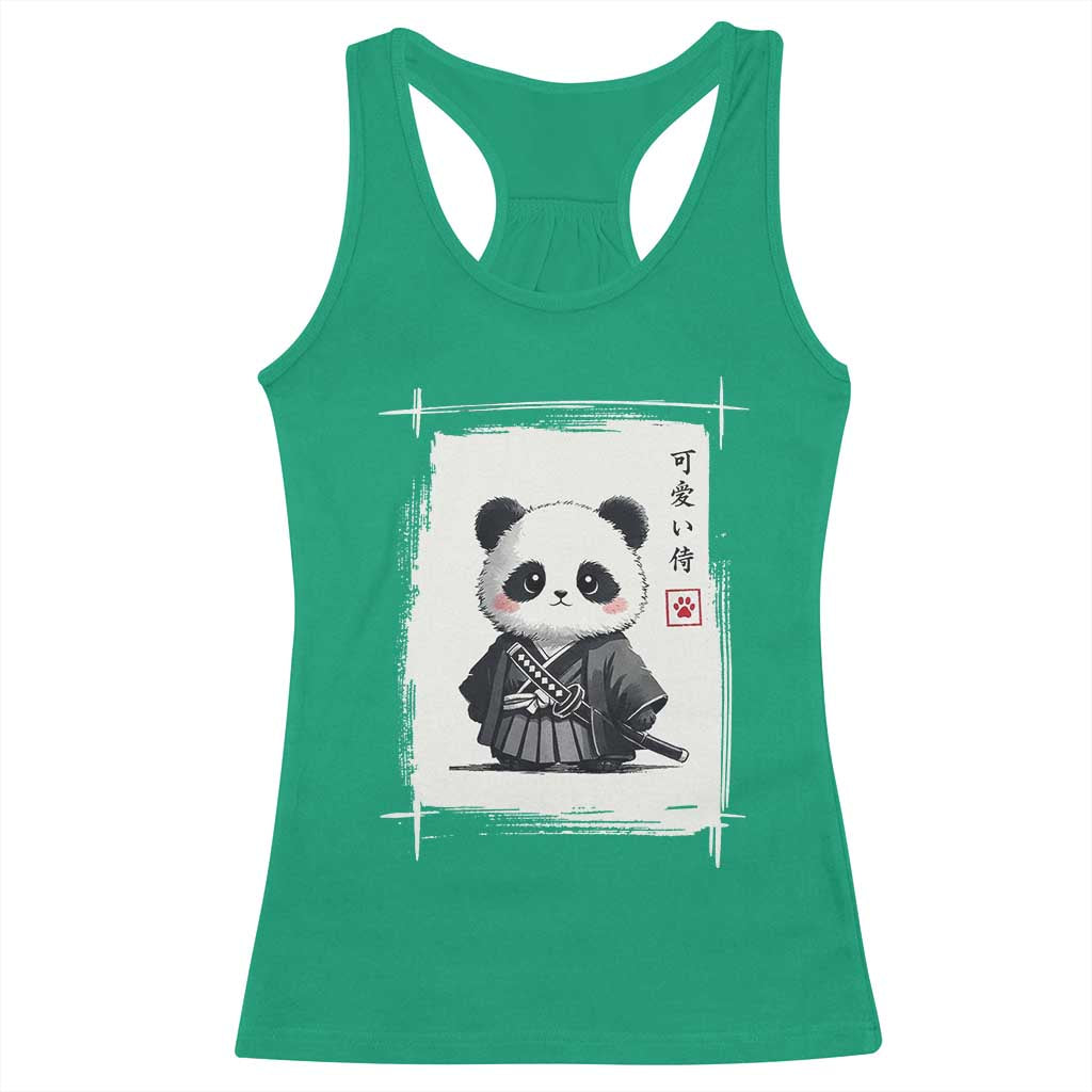 Kawaii Anime Samurai Panda Racerback Tank Top Vintage Sumi-e Japanese Art Funny Panda Lovers TS10 Irish Green Print Your Wear