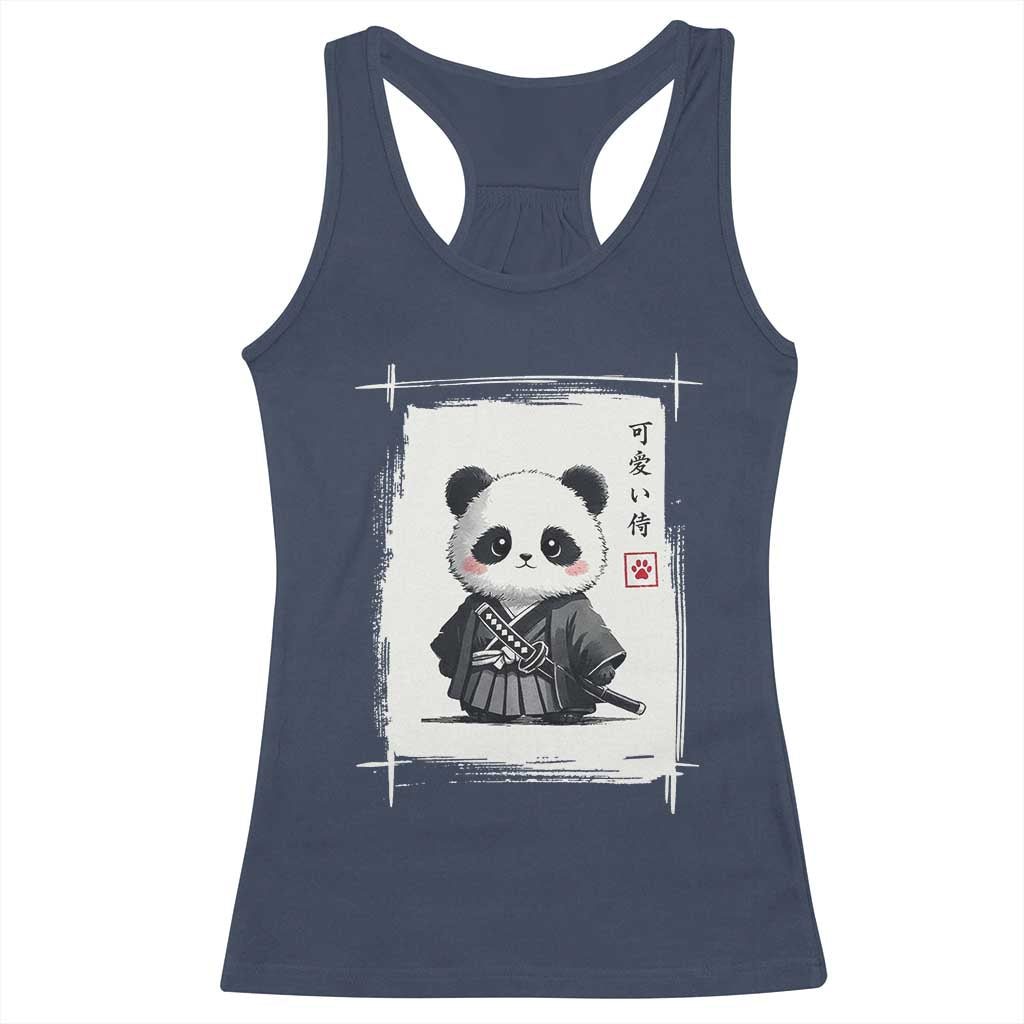 Kawaii Anime Samurai Panda Racerback Tank Top Vintage Sumi-e Japanese Art Funny Panda Lovers TS10 Navy Print Your Wear