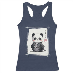 Kawaii Anime Samurai Panda Racerback Tank Top Vintage Sumi-e Japanese Art Funny Panda Lovers TS10 Navy Print Your Wear