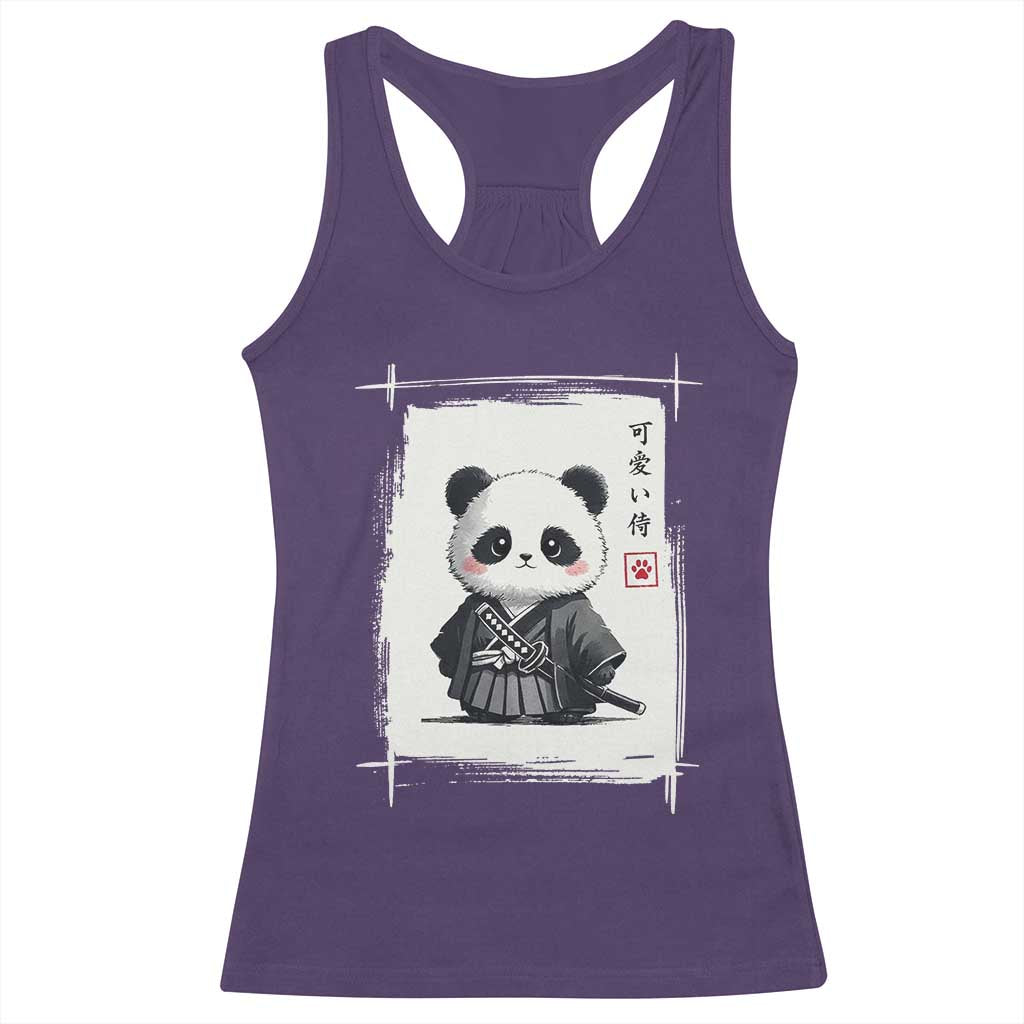 Kawaii Anime Samurai Panda Racerback Tank Top Vintage Sumi-e Japanese Art Funny Panda Lovers TS10 Purple Print Your Wear