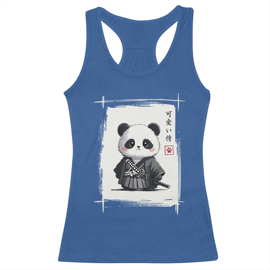 Kawaii Anime Samurai Panda Racerback Tank Top Vintage Sumi-e Japanese Art Funny Panda Lovers TS10 Royal Blue Print Your Wear