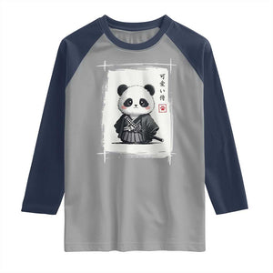 Kawaii Anime Samurai Panda Raglan Shirt Vintage Sumi-e Japanese Art Funny Panda Lovers TS10 Sport Gray Navy Print Your Wear