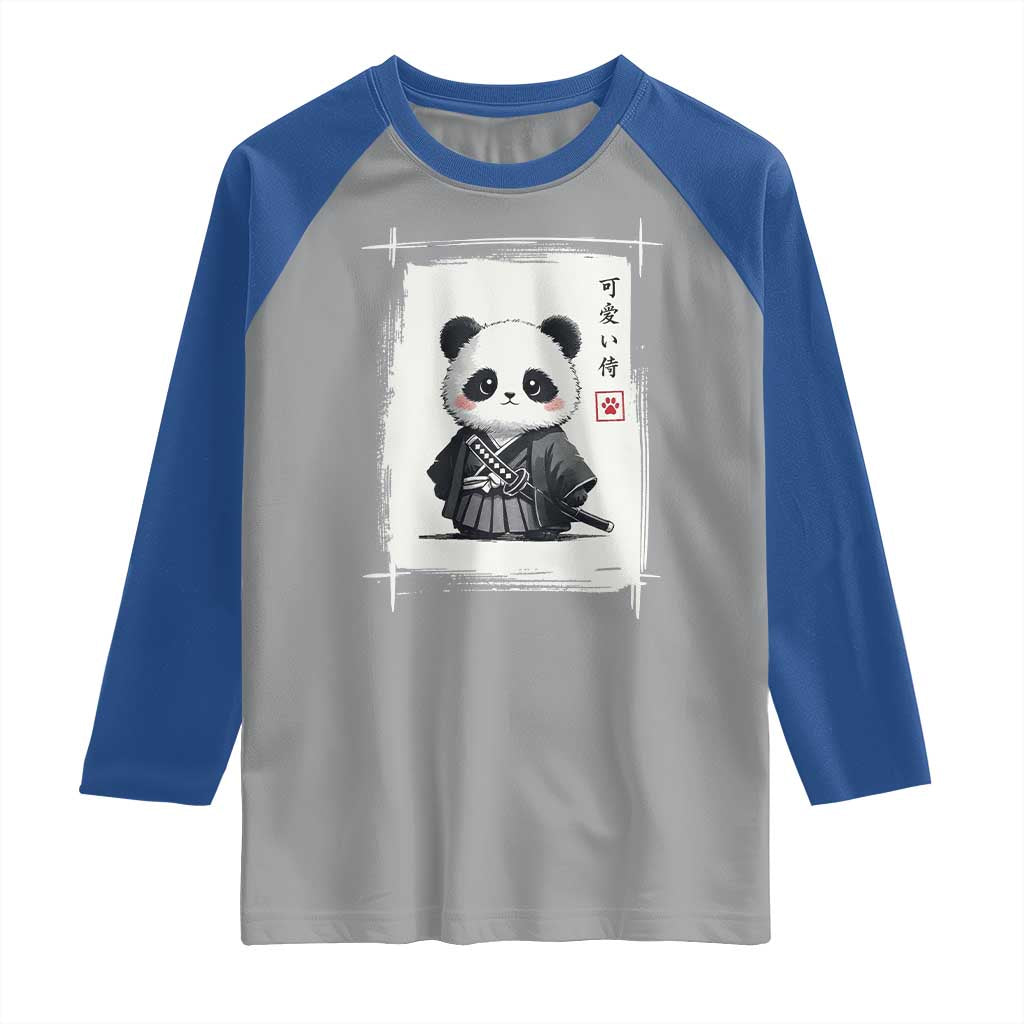 Kawaii Anime Samurai Panda Raglan Shirt Vintage Sumi-e Japanese Art Funny Panda Lovers TS10 Sport Gray Royal Print Your Wear