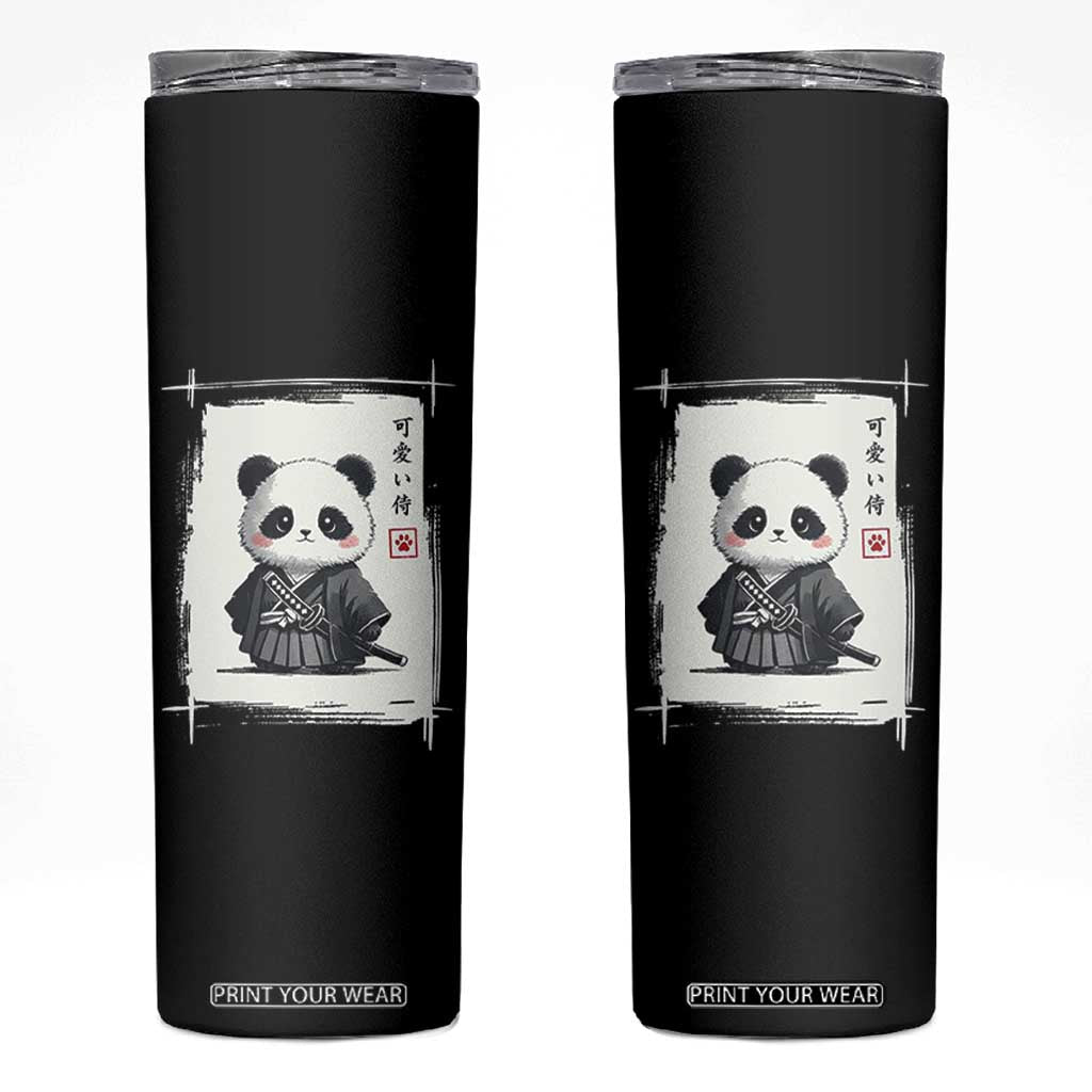 Kawaii Anime Samurai Panda Skinny Tumbler Vintage Sumi-e Japanese Art Funny Panda Lovers TS10 Black Print Your Wear