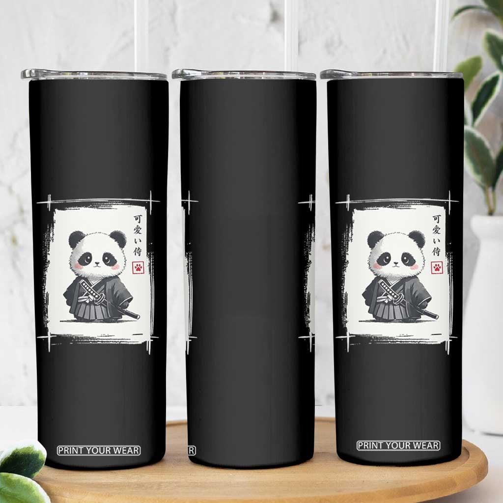 Kawaii Anime Samurai Panda Skinny Tumbler Vintage Sumi-e Japanese Art Funny Panda Lovers TS10 Print Your Wear