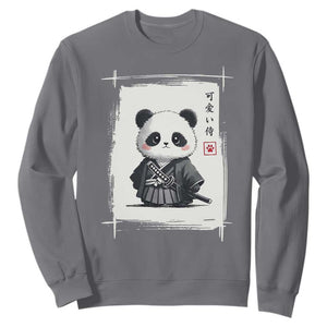 Kawaii Anime Samurai Panda Sweatshirt Vintage Sumi-e Japanese Art Funny Panda Lovers TS10 Charcoal Print Your Wear