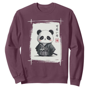 Kawaii Anime Samurai Panda Sweatshirt Vintage Sumi-e Japanese Art Funny Panda Lovers TS10 Maroon Print Your Wear
