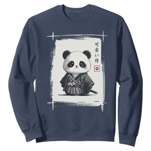Kawaii Anime Samurai Panda Sweatshirt Vintage Sumi-e Japanese Art Funny Panda Lovers TS10 Navy Print Your Wear