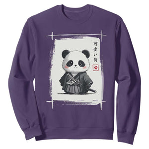 Kawaii Anime Samurai Panda Sweatshirt Vintage Sumi-e Japanese Art Funny Panda Lovers TS10 Purple Print Your Wear