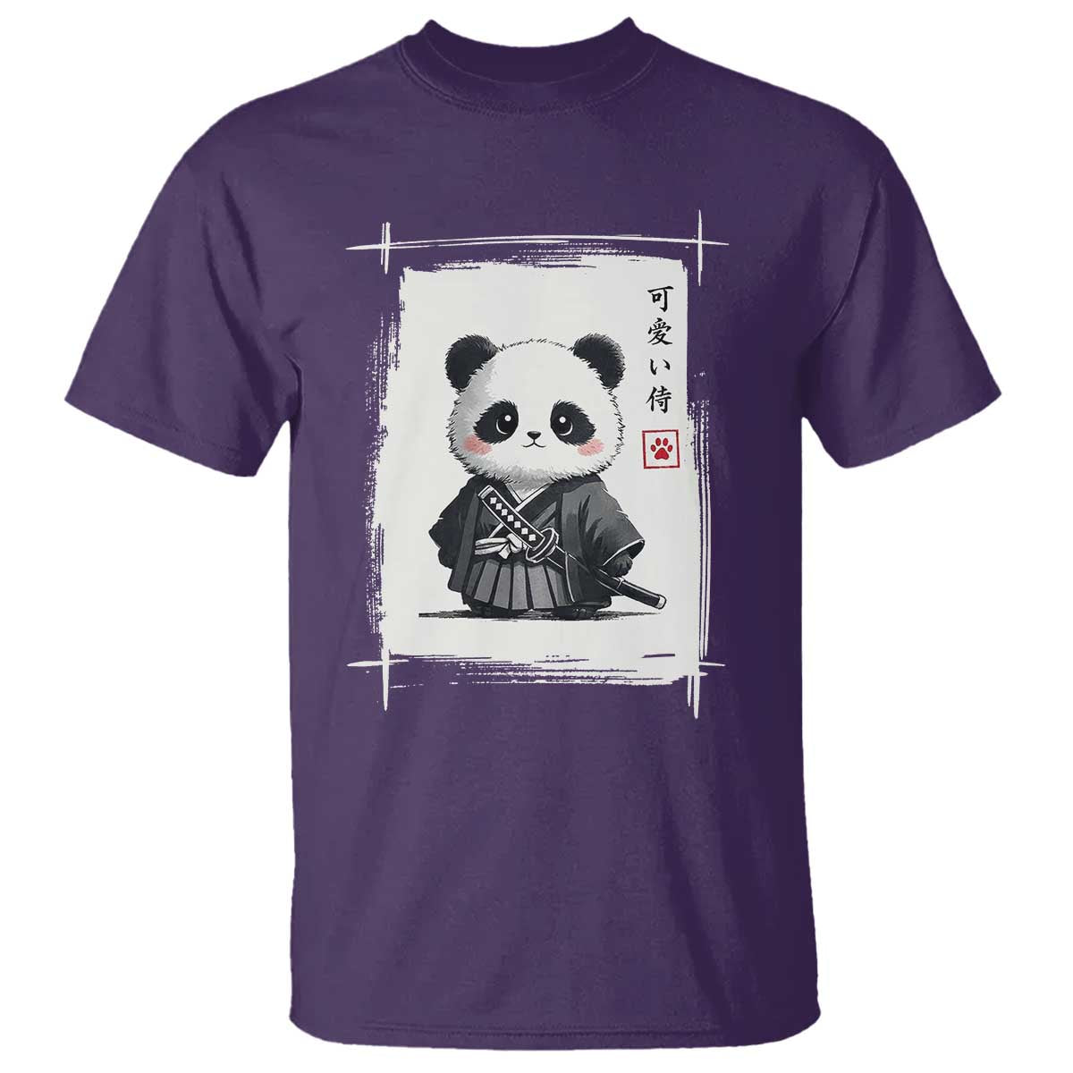 Kawaii Anime Samurai Panda T Shirt Vintage Sumi-e Japanese Art Funny Panda Lovers TS10 Purple Print Your Wear