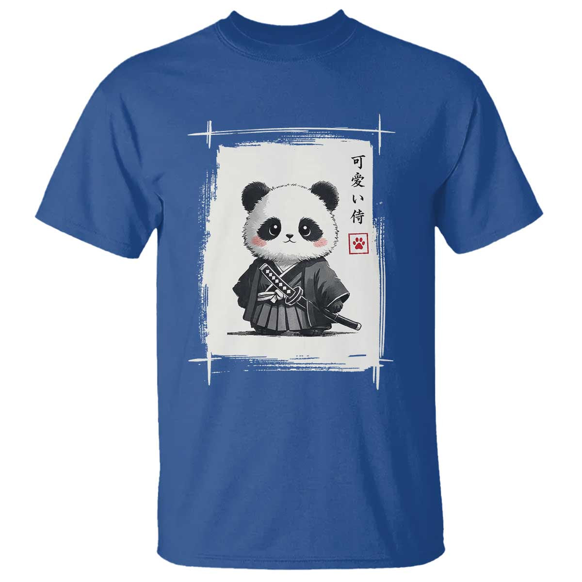 Kawaii Anime Samurai Panda T Shirt Vintage Sumi-e Japanese Art Funny Panda Lovers TS10 Royal Blue Print Your Wear