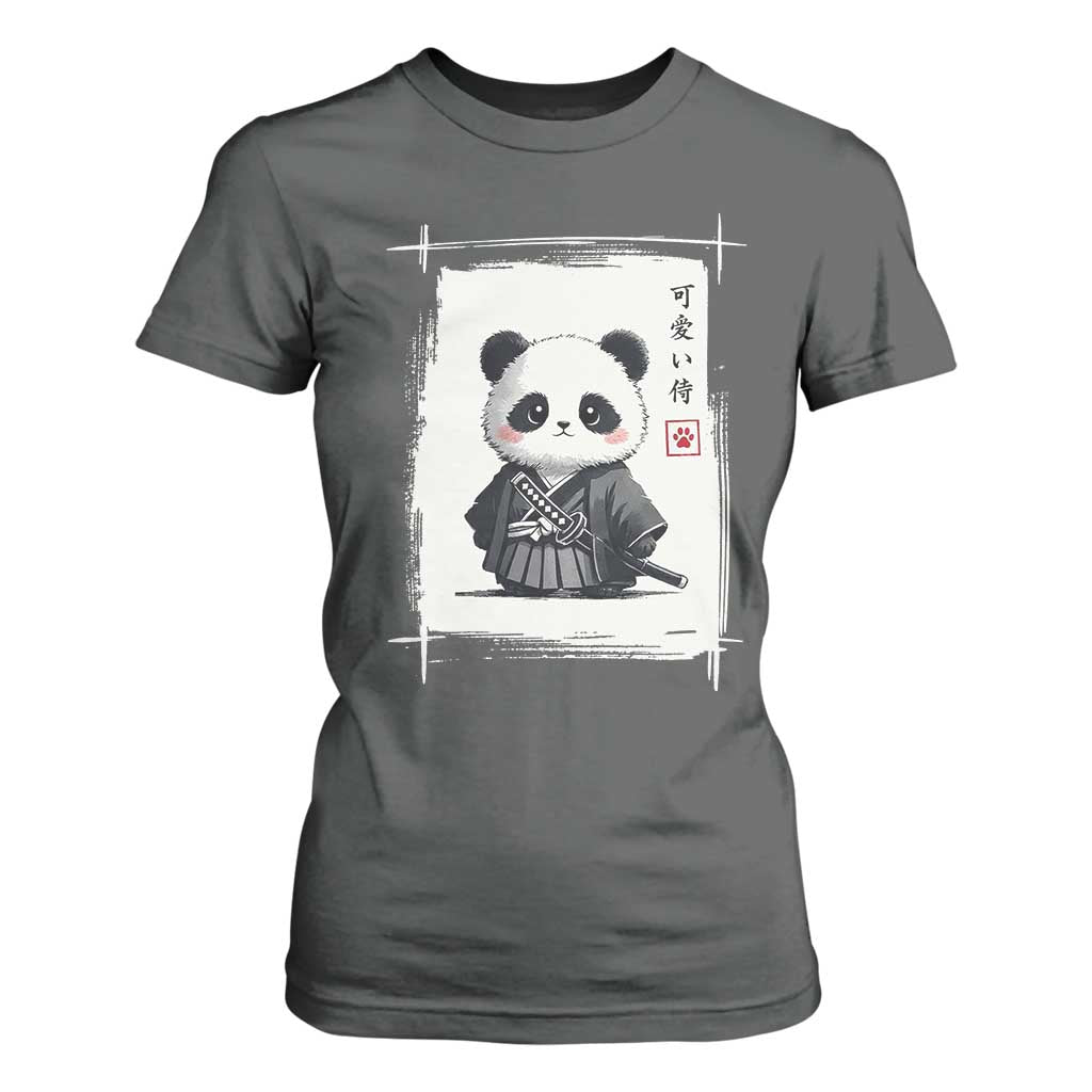 Kawaii Anime Samurai Panda T Shirt For Women Vintage Sumi-e Japanese Art Funny Panda Lovers TS10 Dark Heather Print Your Wear