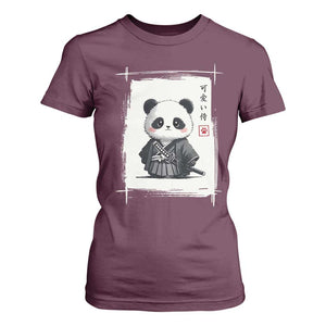 Kawaii Anime Samurai Panda T Shirt For Women Vintage Sumi-e Japanese Art Funny Panda Lovers TS10 Maroon Print Your Wear