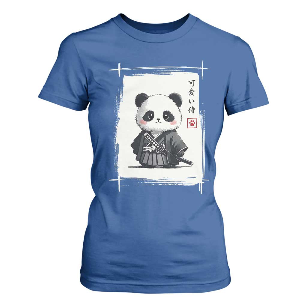 Kawaii Anime Samurai Panda T Shirt For Women Vintage Sumi-e Japanese Art Funny Panda Lovers TS10 Royal Blue Print Your Wear