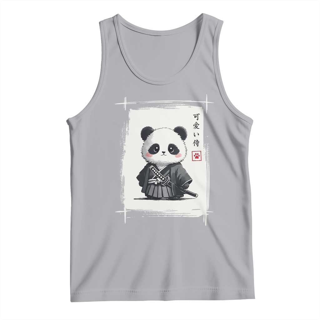 Kawaii Anime Samurai Panda Tank Top Vintage Sumi-e Japanese Art Funny Panda Lovers TS10 Athletic Heather Print Your Wear