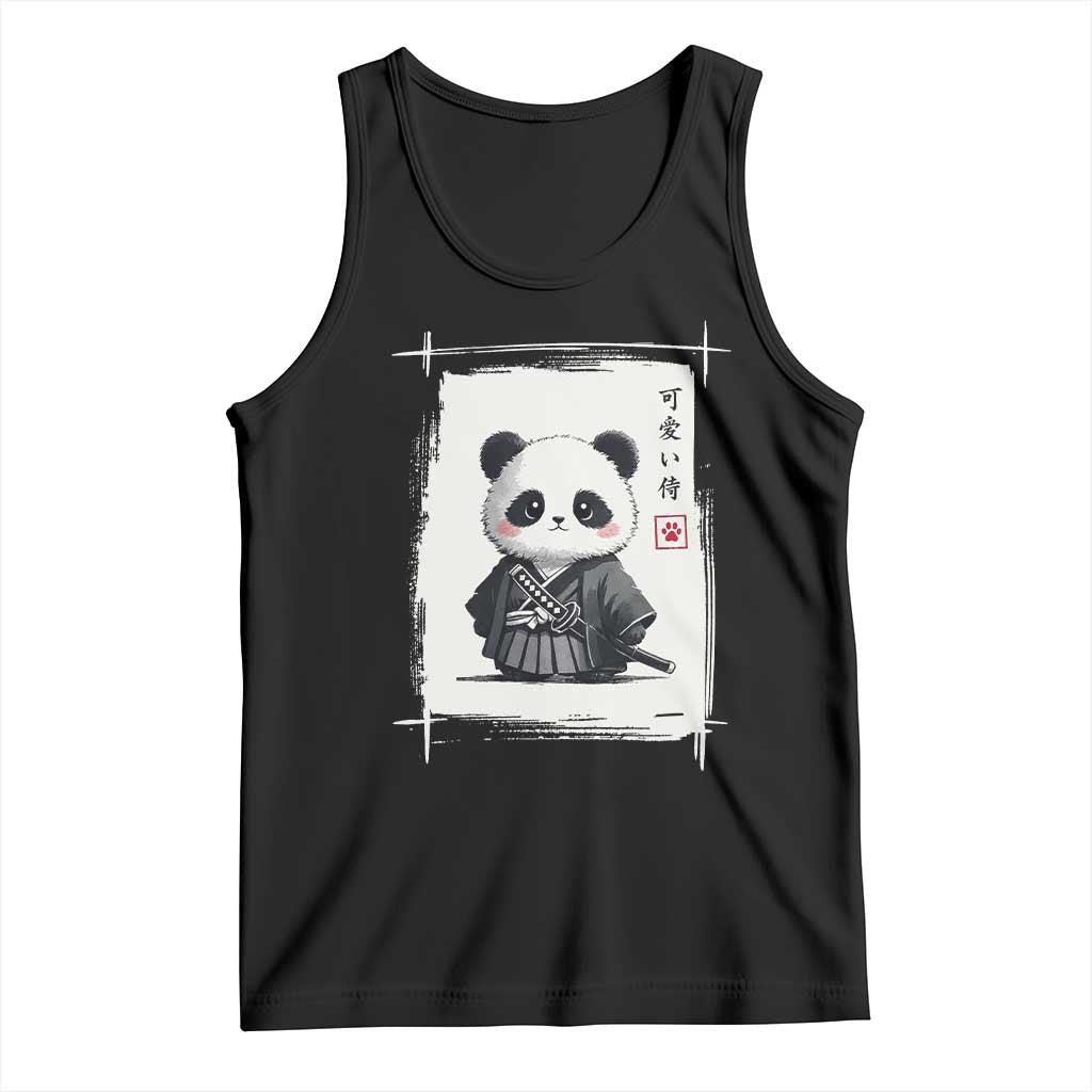 Kawaii Anime Samurai Panda Tank Top Vintage Sumi-e Japanese Art Funny Panda Lovers TS10 Black Print Your Wear