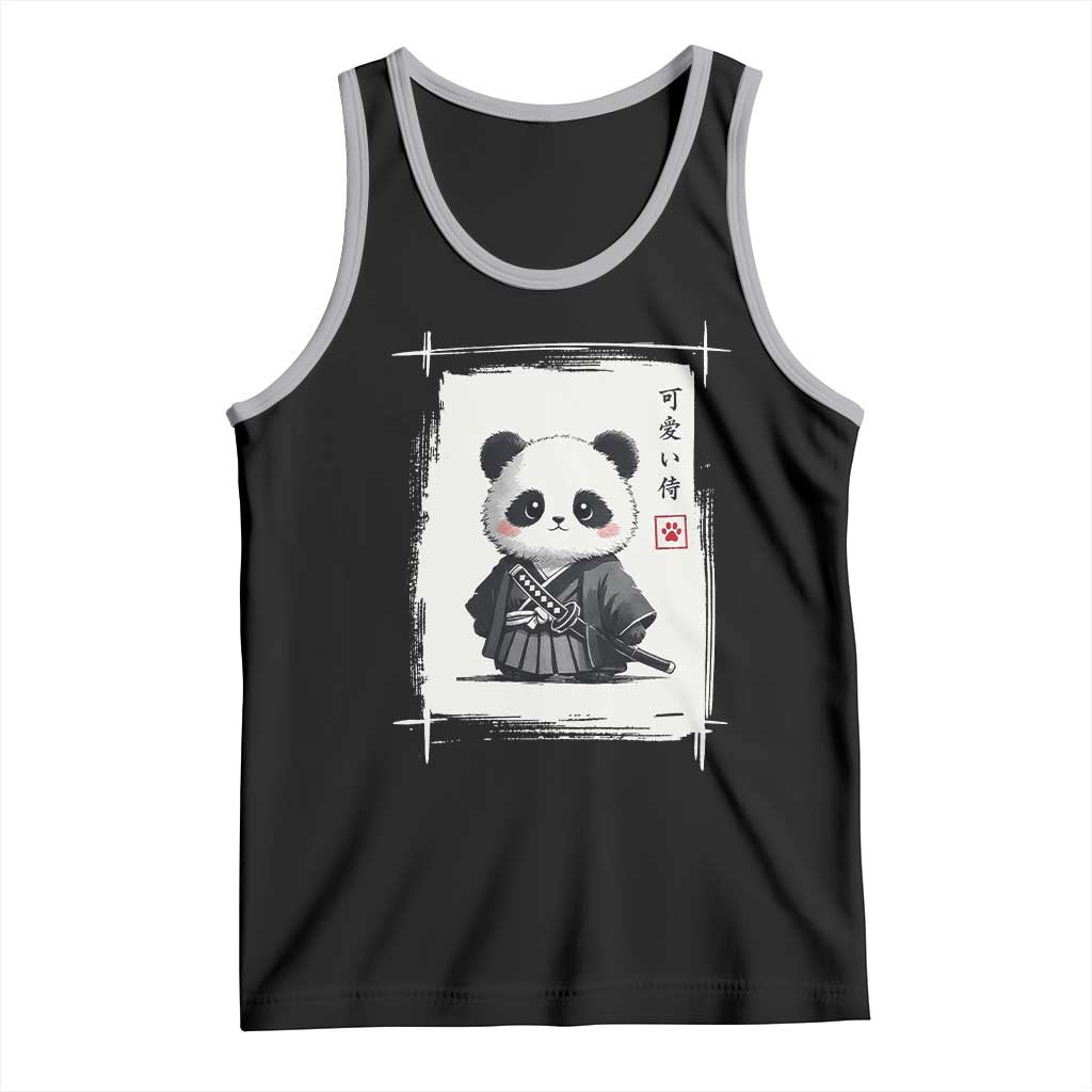 Kawaii Anime Samurai Panda Tank Top Vintage Sumi-e Japanese Art Funny Panda Lovers TS10 Black Athletic Heather Print Your Wear