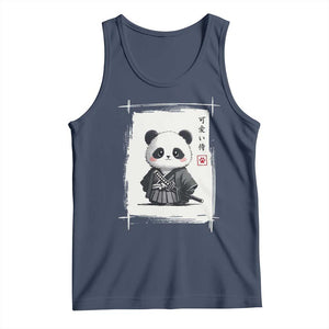 Kawaii Anime Samurai Panda Tank Top Vintage Sumi-e Japanese Art Funny Panda Lovers TS10 Navy Print Your Wear
