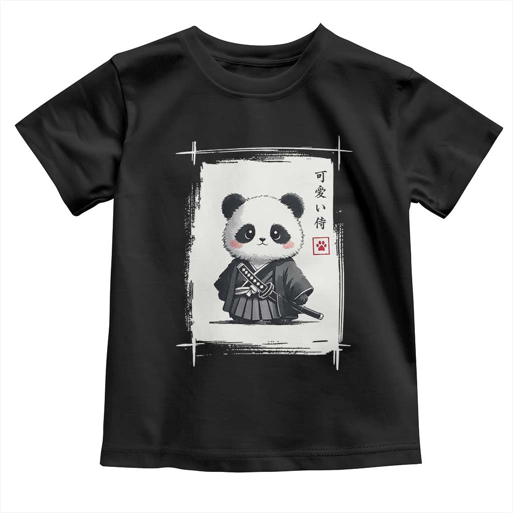 Kawaii Anime Samurai Panda Toddler T Shirt Vintage Sumi-e Japanese Art Funny Panda Lovers TS10 Black Print Your Wear
