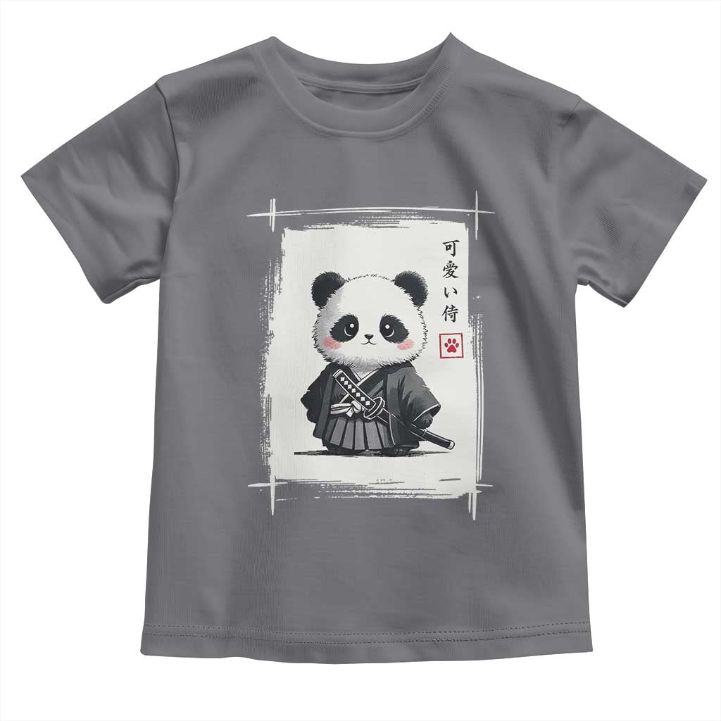 Kawaii Anime Samurai Panda Toddler T Shirt Vintage Sumi-e Japanese Art Funny Panda Lovers TS10 Charcoal Print Your Wear