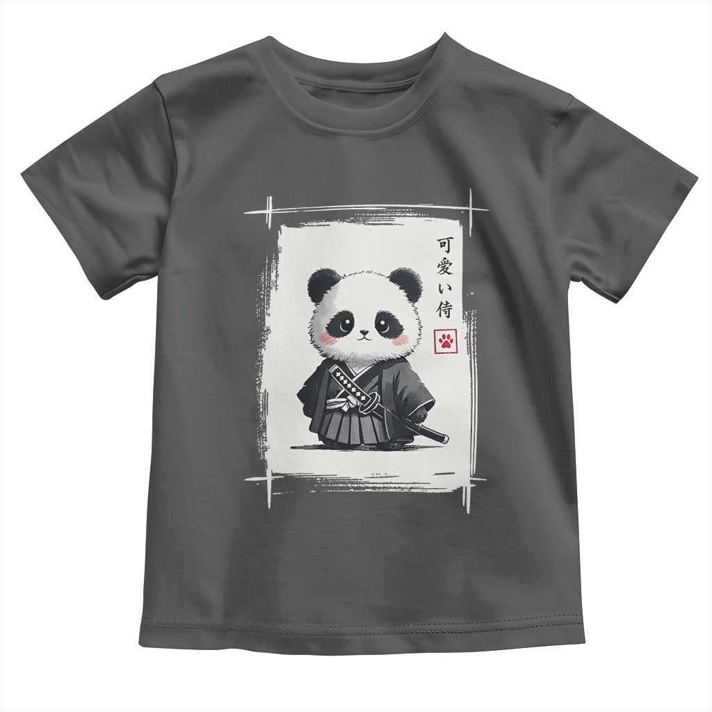 Kawaii Anime Samurai Panda Toddler T Shirt Vintage Sumi-e Japanese Art Funny Panda Lovers TS10 Dark Heather Print Your Wear