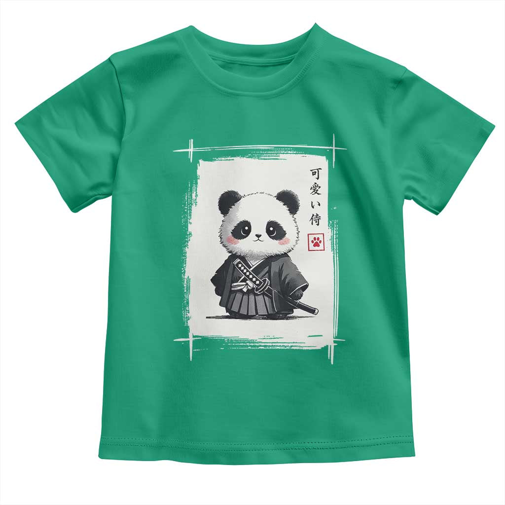 Kawaii Anime Samurai Panda Toddler T Shirt Vintage Sumi-e Japanese Art Funny Panda Lovers TS10 Irish Green Print Your Wear