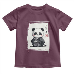 Kawaii Anime Samurai Panda Toddler T Shirt Vintage Sumi-e Japanese Art Funny Panda Lovers TS10 Maroon Print Your Wear