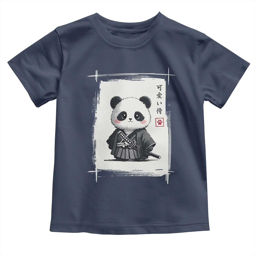 Kawaii Anime Samurai Panda Toddler T Shirt Vintage Sumi-e Japanese Art Funny Panda Lovers TS10 Navy Print Your Wear