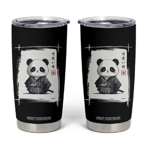 Kawaii Anime Samurai Panda Tumbler Cup Vintage Sumi-e Japanese Art Funny Panda Lovers TS10 Black Print Your Wear