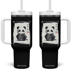 Kawaii Anime Samurai Panda Tumbler With Handle Vintage Sumi-e Japanese Art Funny Panda Lovers TS10 One Size: 40 oz Black Print Your Wear